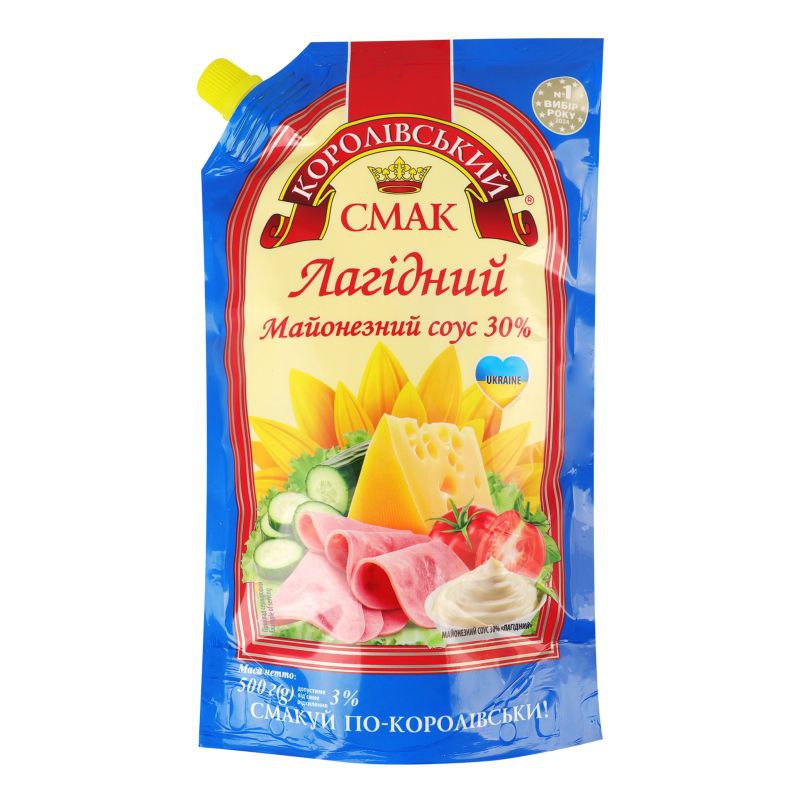 Майонезний соус Лагідний Королівський Смак 30% дой-пак 500г